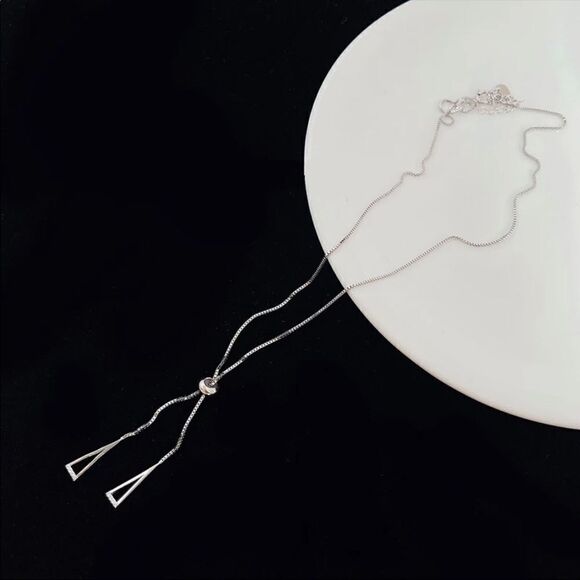 #31 NEW Silver Rectangle Slider Necklace - Picture 5 of 10